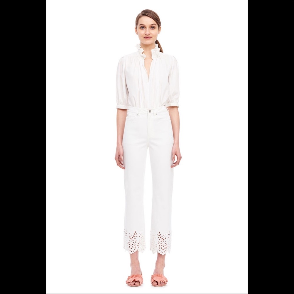 Rebecca Taylor White Eyelet Denim Pant Sz26⚡️
